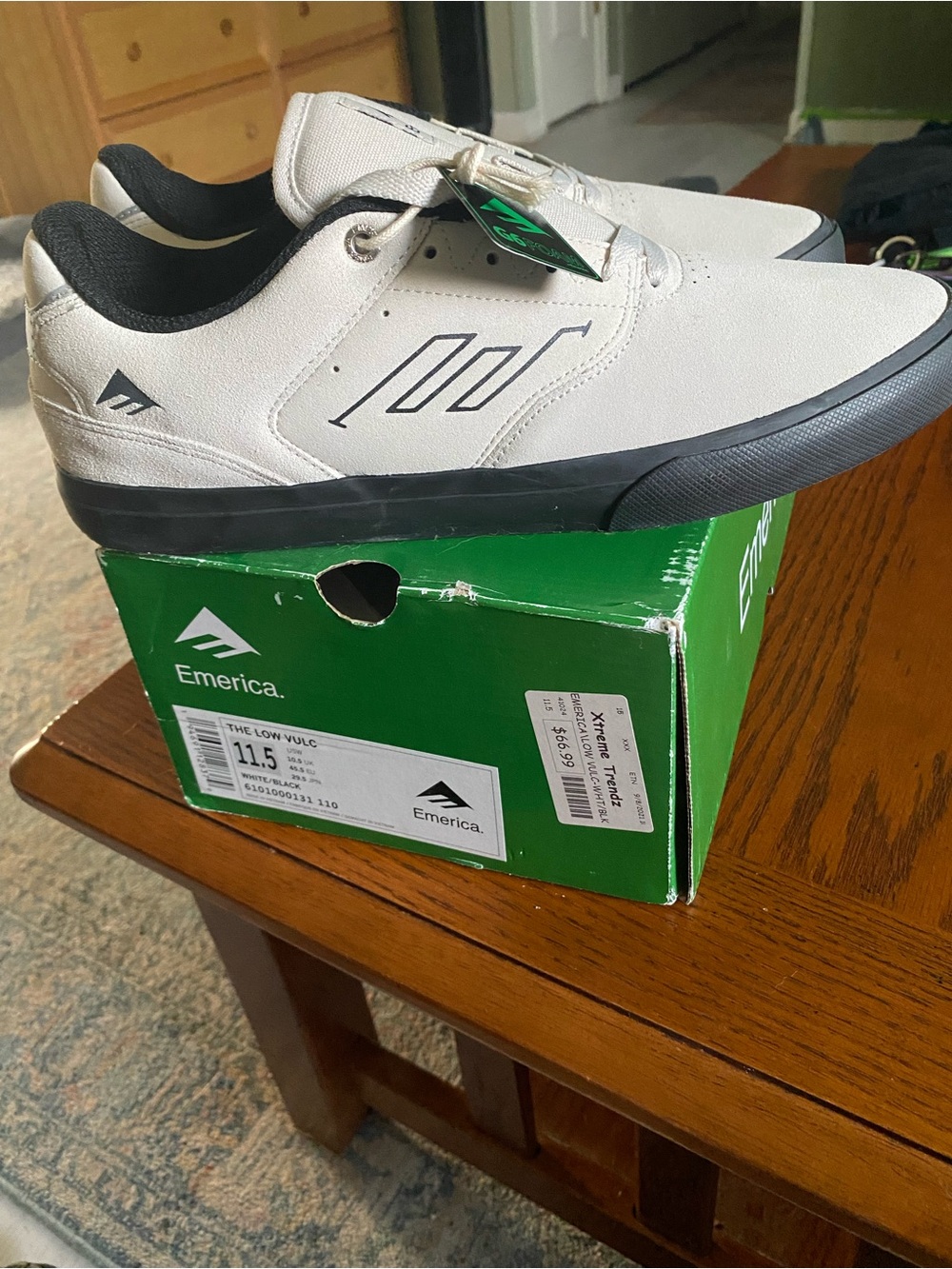 Emerica Low-Top Skate Sneakers — White with Black Trim